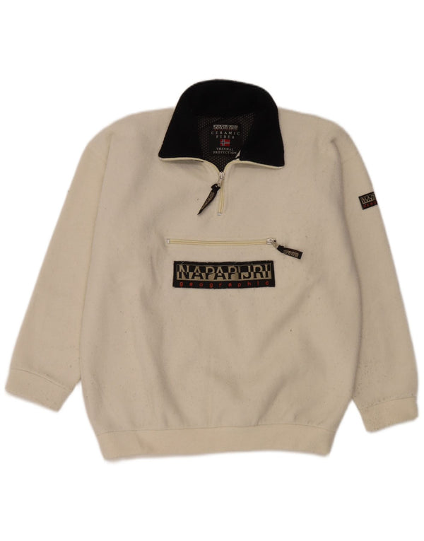 Napapijri Pull en polaire à col zippé pour homme Coupe ample Blanc Taille S