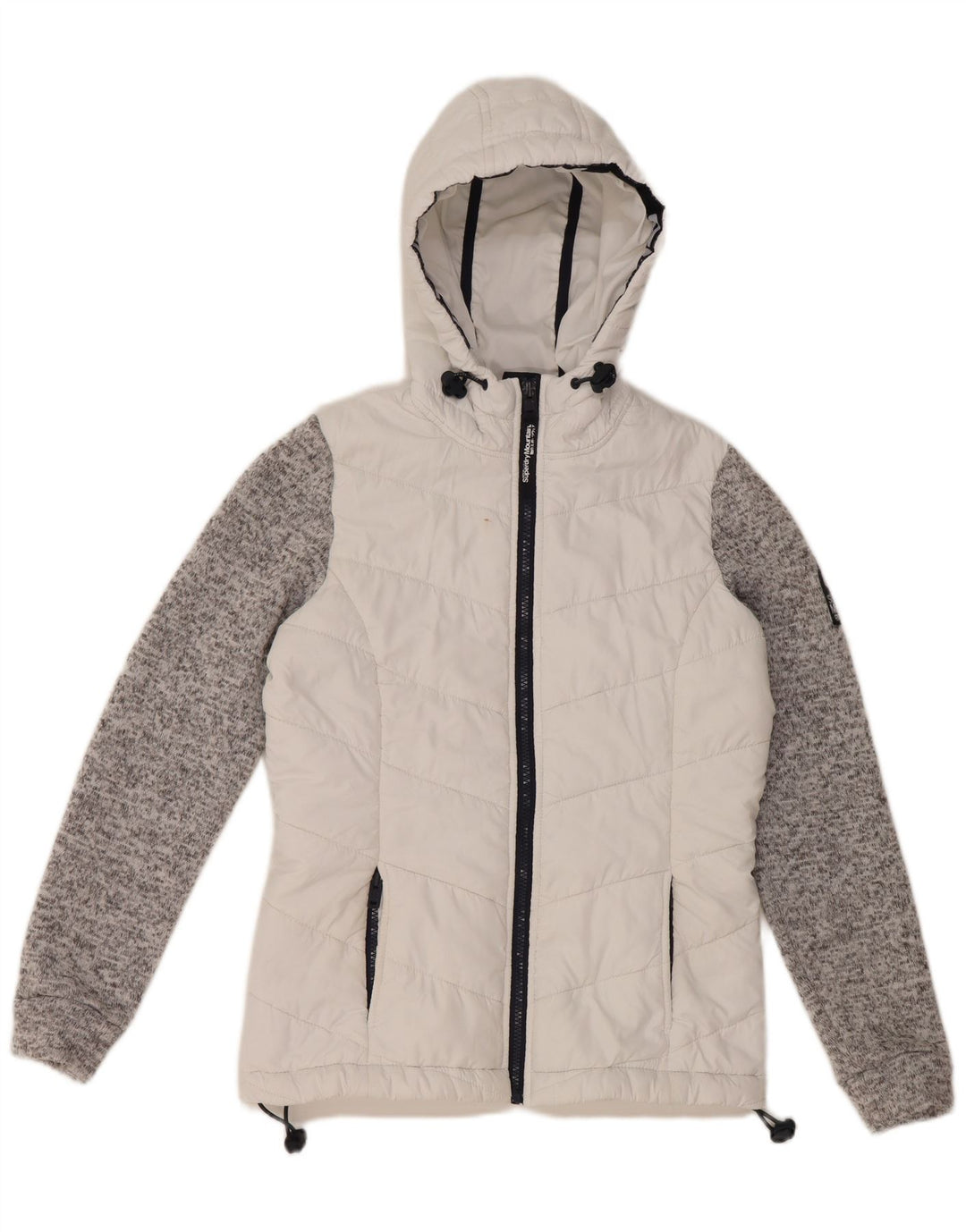 Superdry Veste matelassée à capuche pour femme UK 8 Small Blanc Colourblock