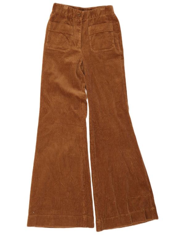 Massimo Dutti Pantalon évasé en velours côtelé pour femme EU 34 2XS W24 L33 Coton marron