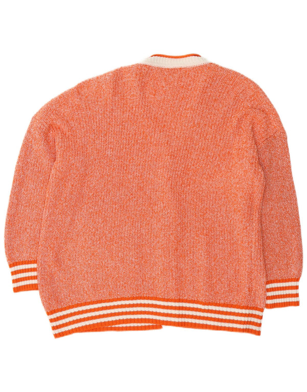 vintage Femme Cardigan Pull UK 20 2XL Orange Moucheté Acrylique