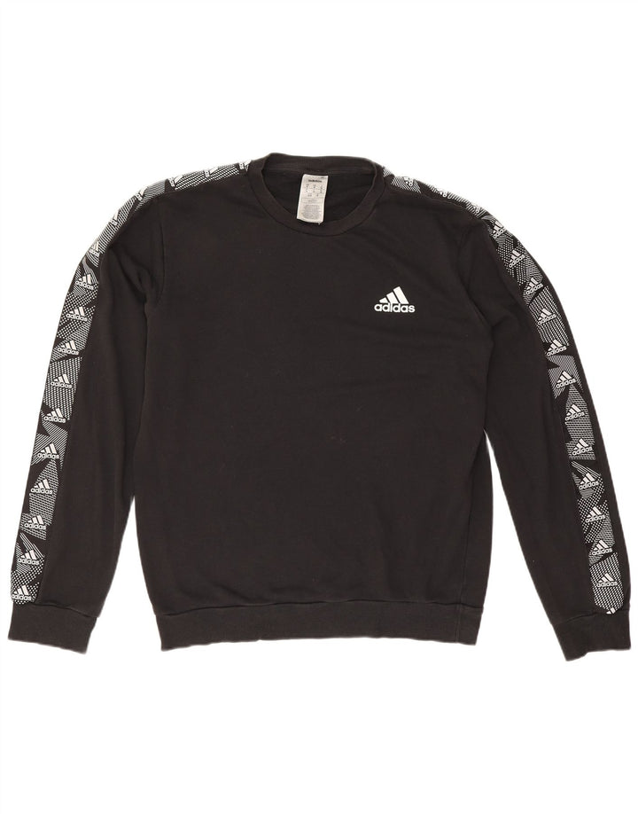 Adidas Sweat-shirt graphique pour homme en coton noir moyen