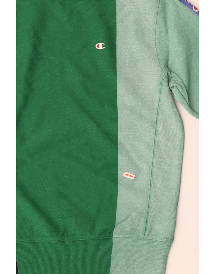 Champion Reverse Weave Sweatshirt Jumper Petit Vert Colorblock