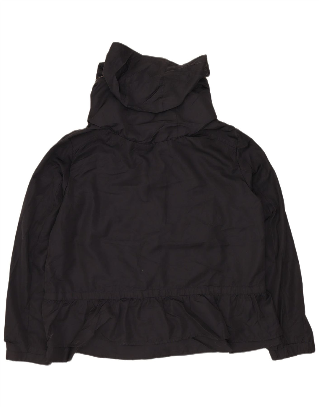 Zara Veste de pluie courte à capuche pour femme UK 16 Large Noir Polyester