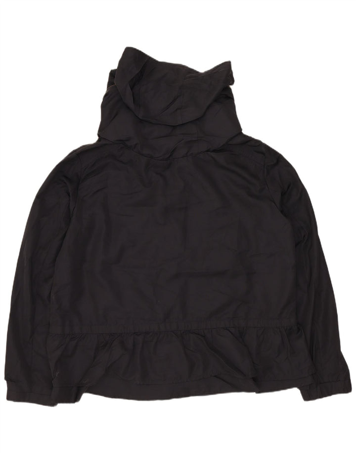 Zara Veste de pluie courte à capuche pour femme UK 16 Large Noir Polyester