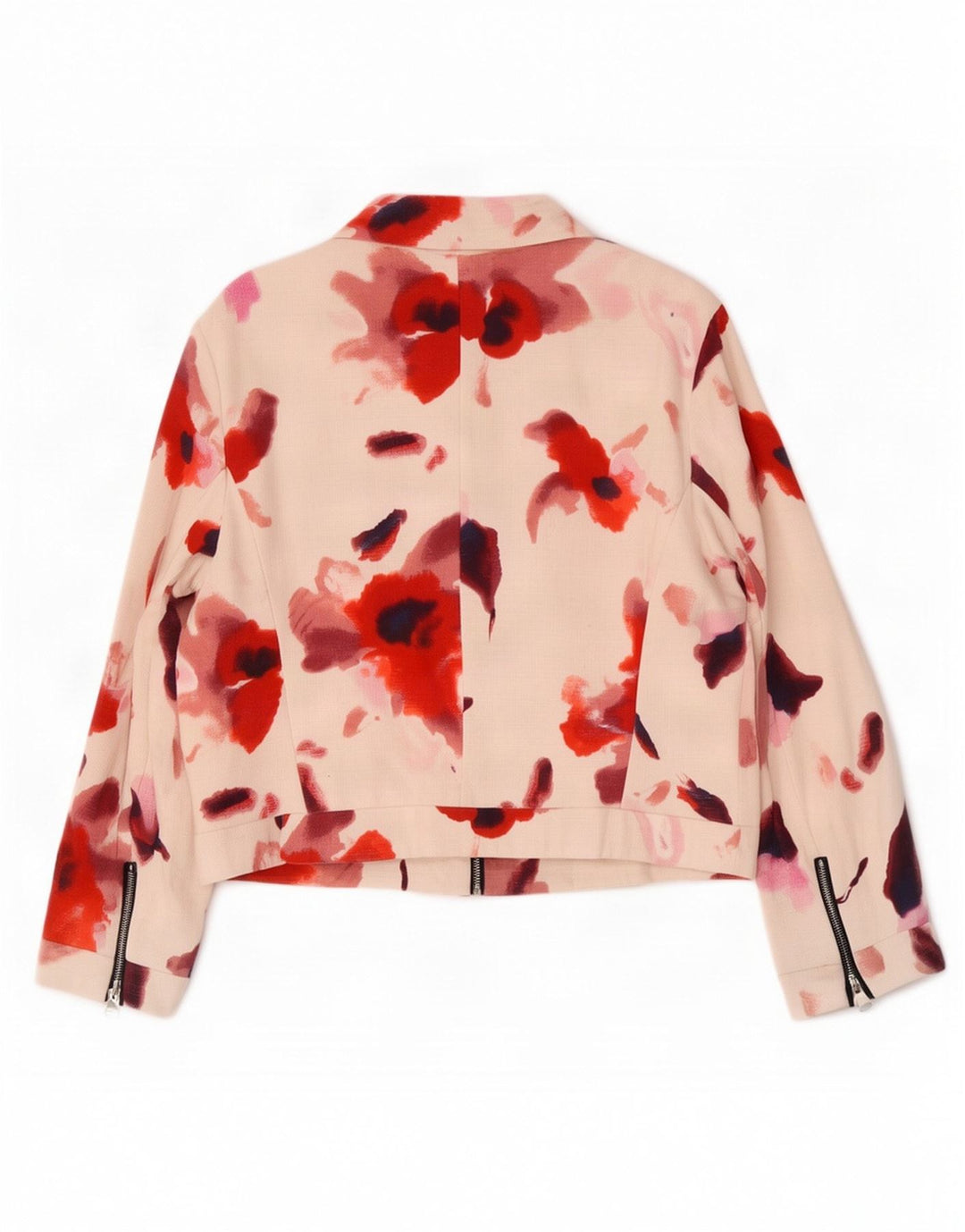 Zara Womens Bomber Jacket UK 18 XL Coton Floral Blanc