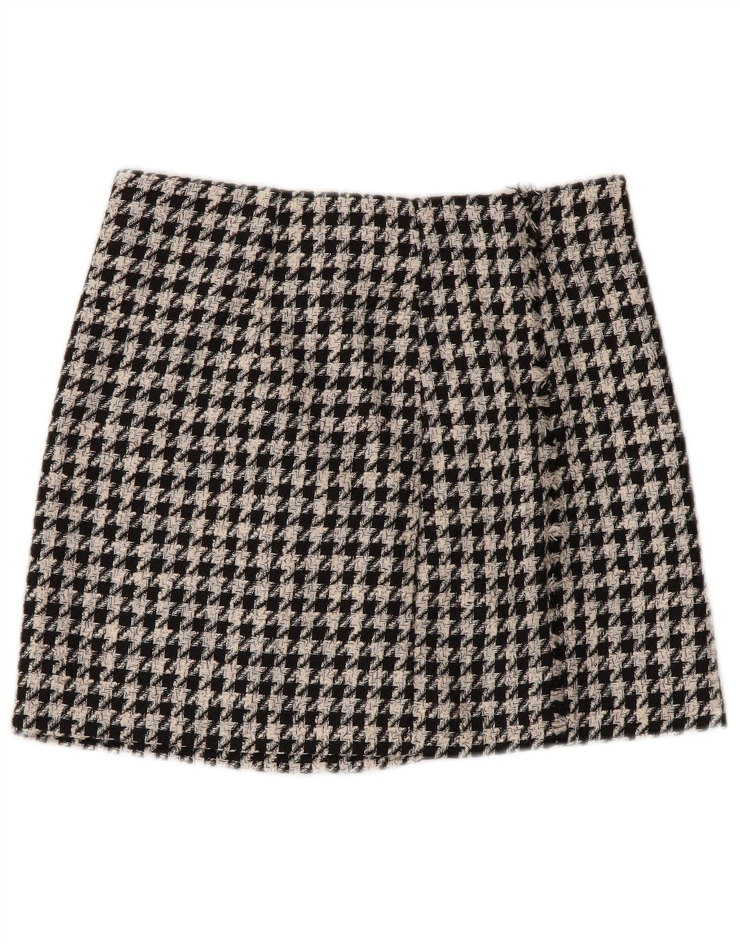 Zara Femme Mini Jupe Petit W26 Noir Pied De Poule Polyester