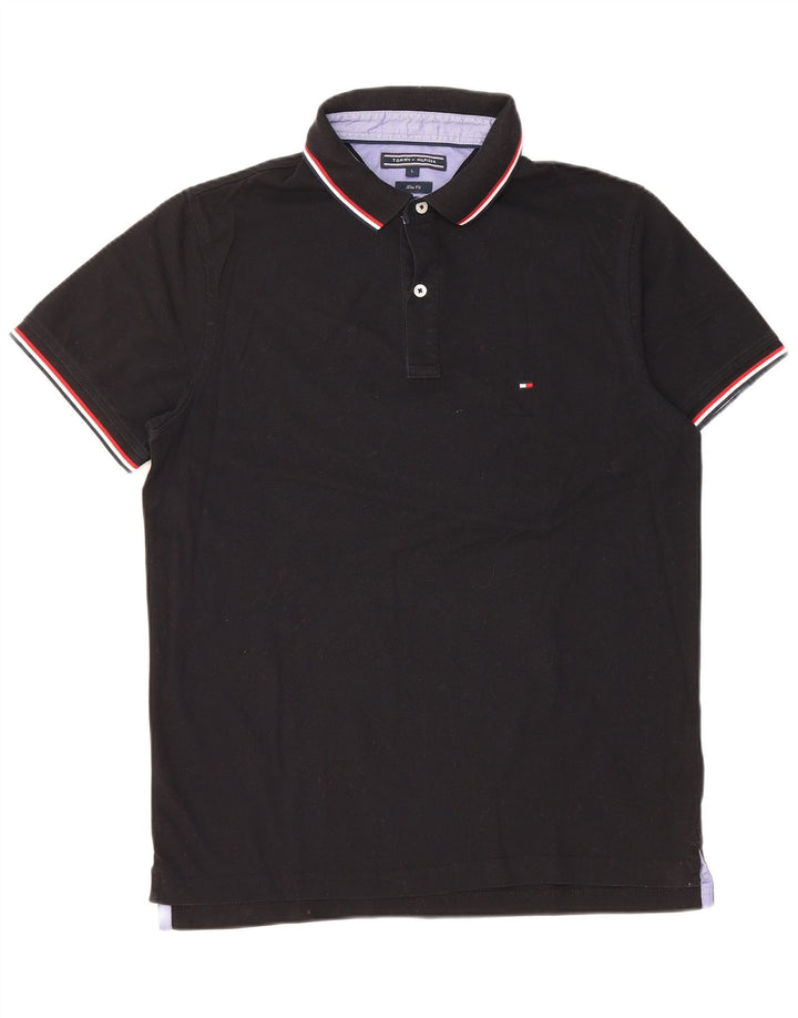 TOMMY HILFIGER Polo Slim Fit Homme Grand Noir Coton
