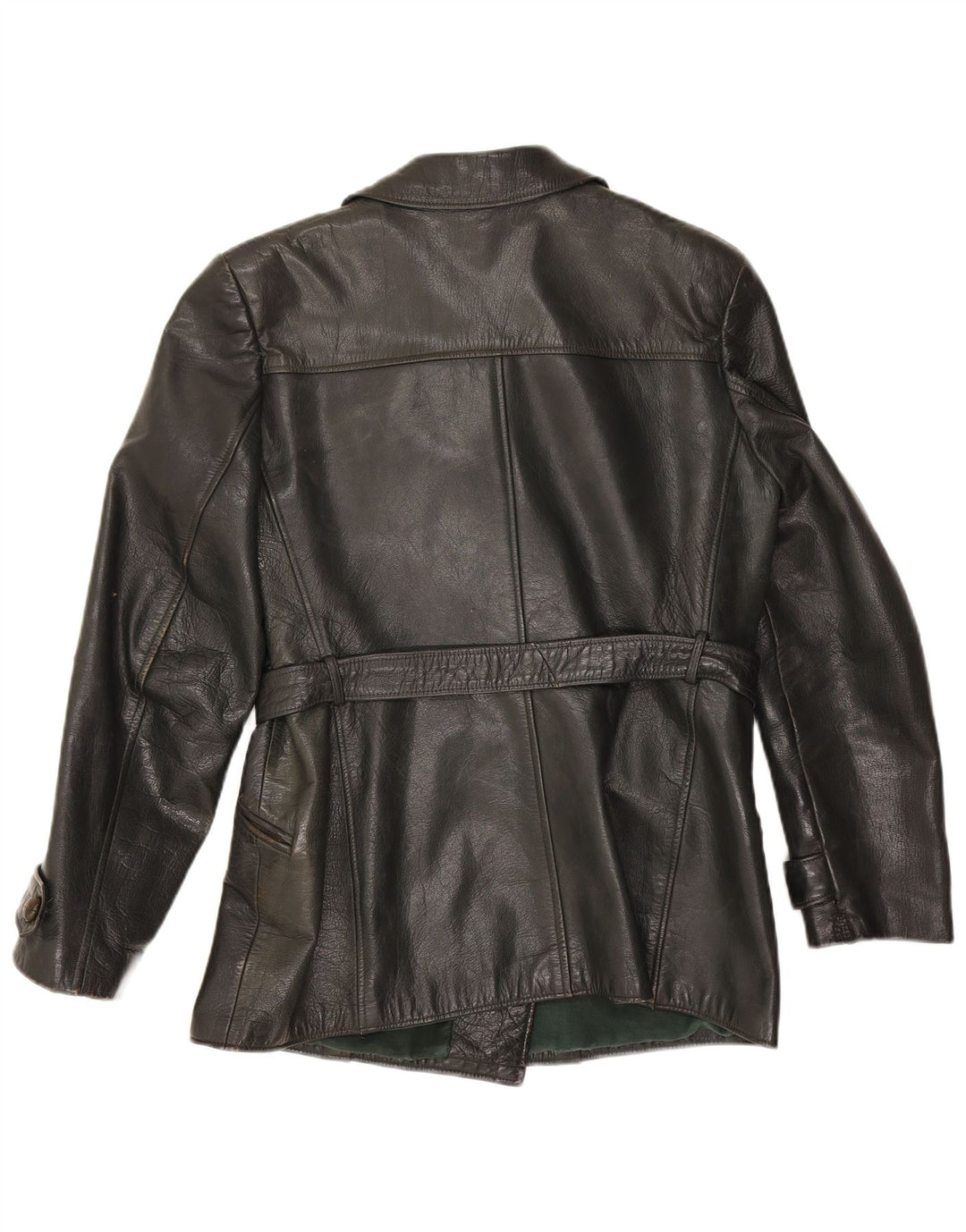 Veste en cuir femme vintage UK 14 Noir Moyen