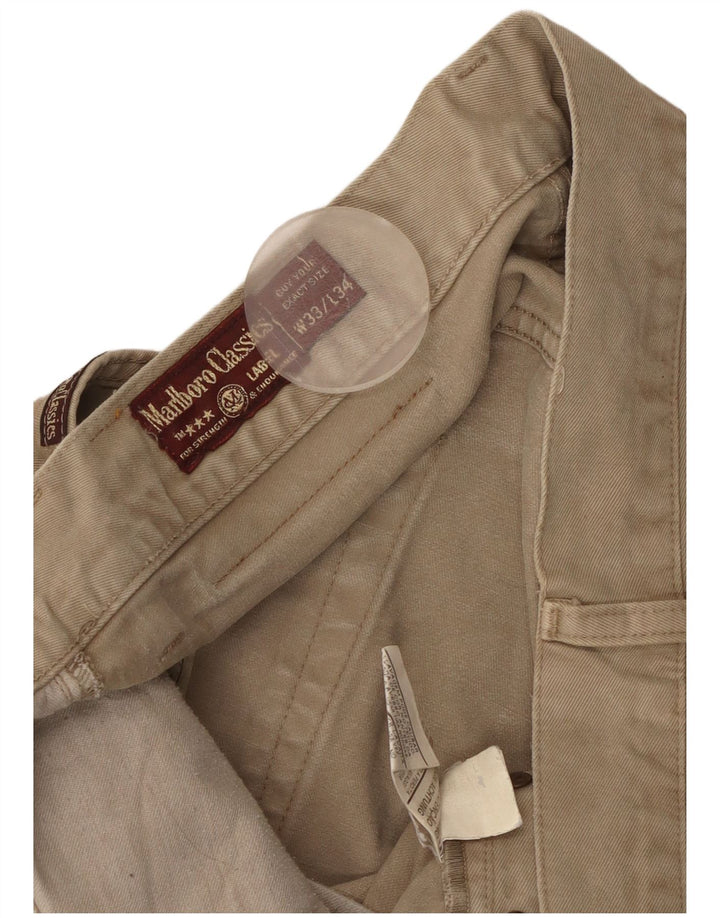 MARLBORO CLASSICS Pantalon décontracté droit pour homme W33 L28 Coton beige