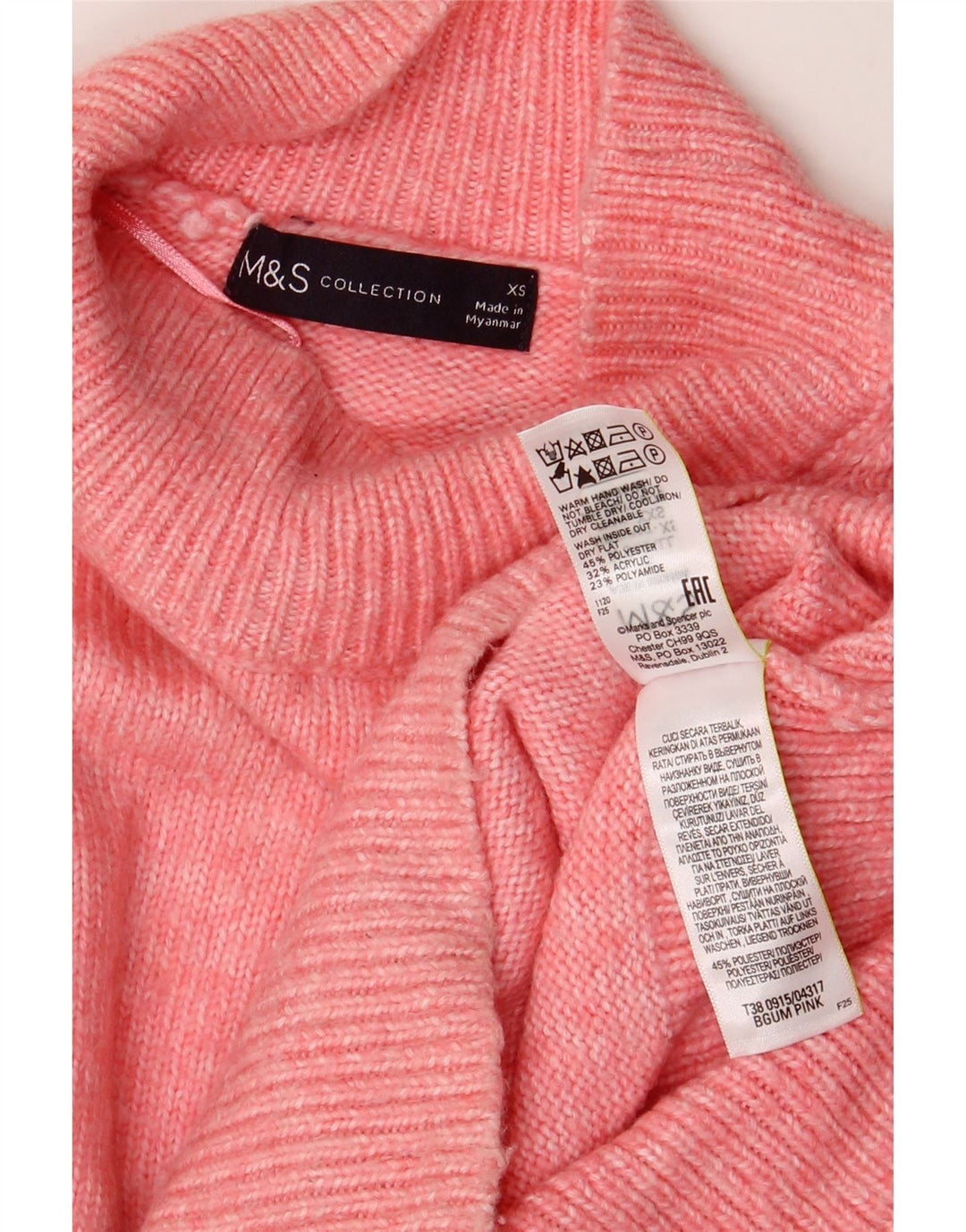 MARKS & SPENCER Pull surdimensionné à col roulé pour femme UK 6 XS Rose