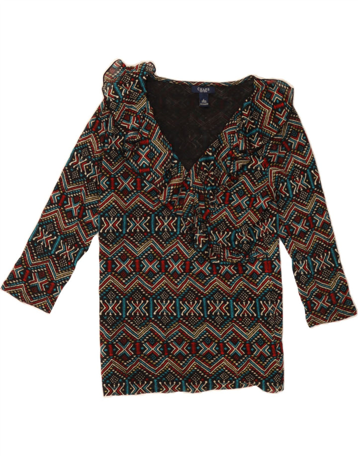 CHAPS Womens 3/4 Sleeve Blouse Top UK 14 Large Multicoloured Geometric Vintage Chaps and Second-Hand Chaps from Messina Hembry 