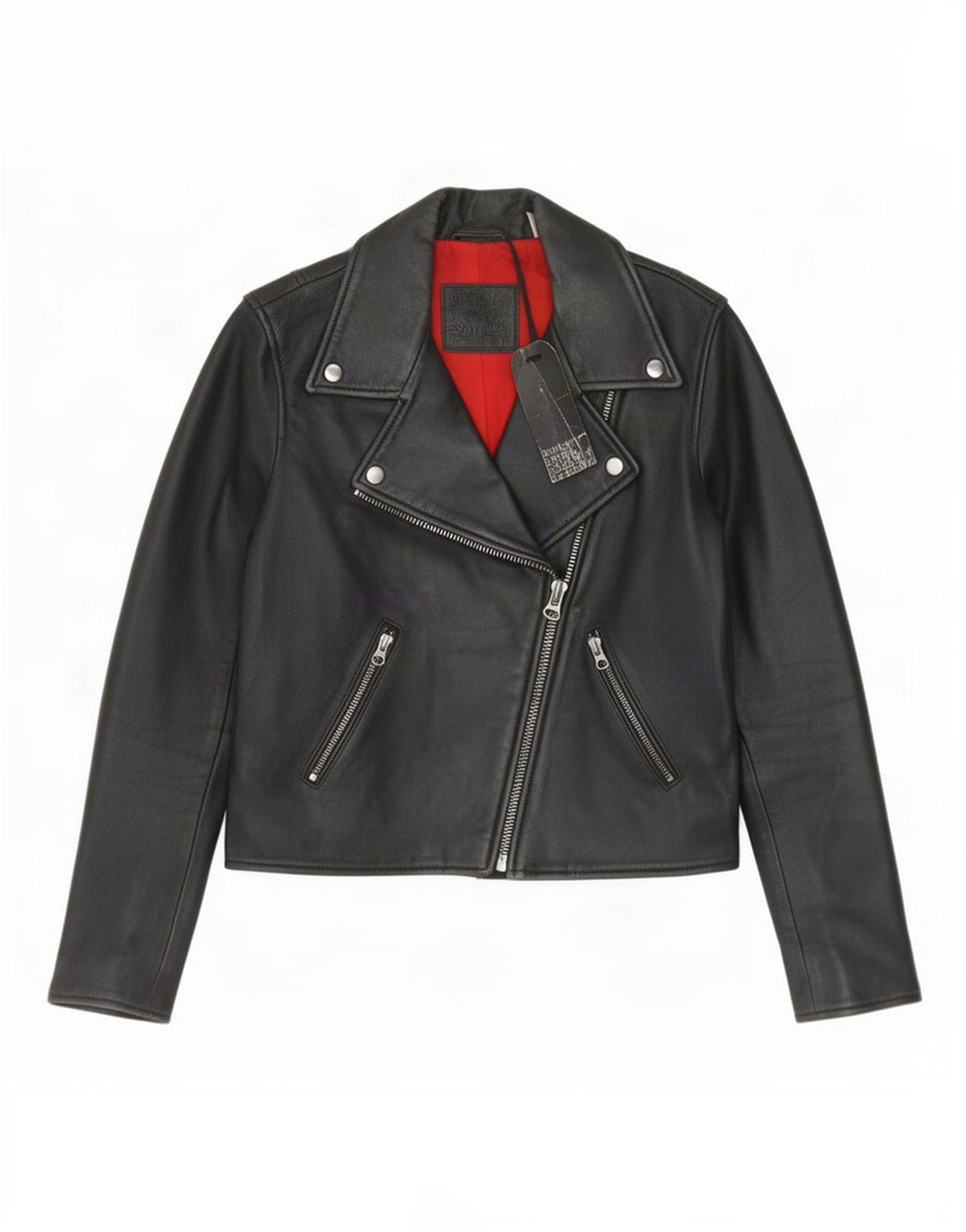 Levi's Veste de motard en cuir court pour femme UK 6 XS Noir
