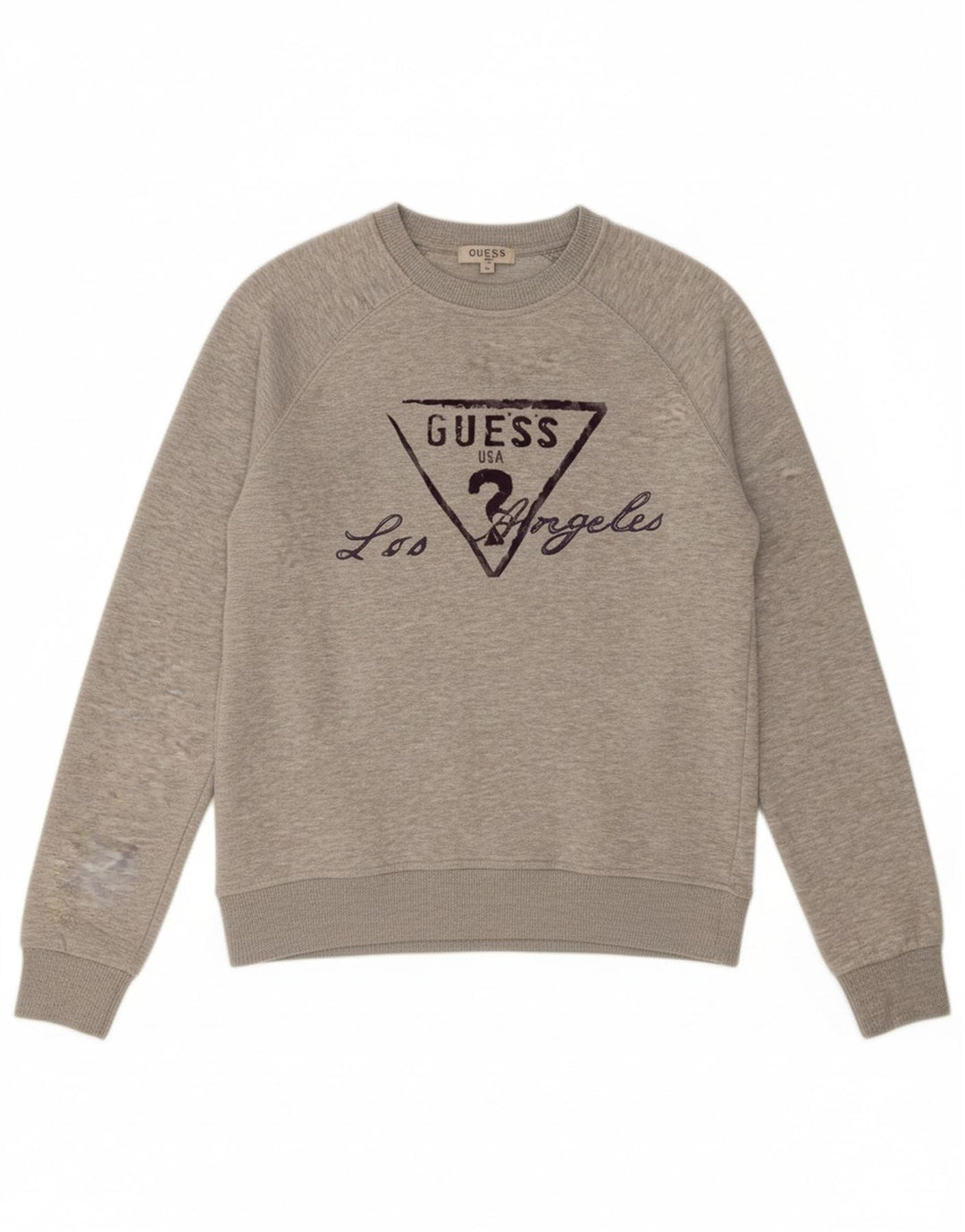 GUESS Womens Graphic Sweatshirt Jumper UK 10 Small Grey Cotton