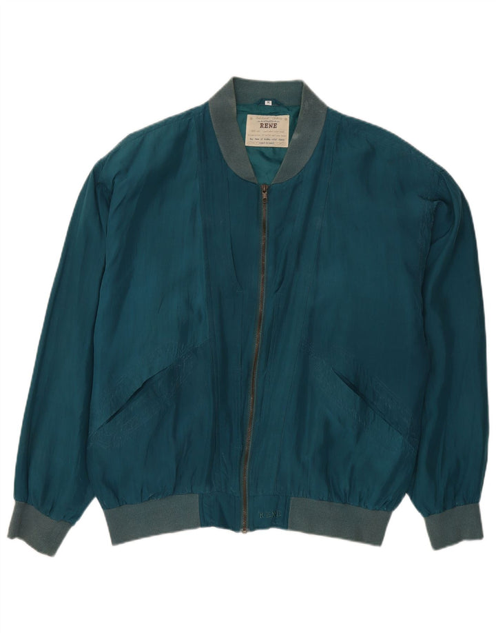 Rene Veste Bomber Homme UK 38 Bleu Moyen Soie