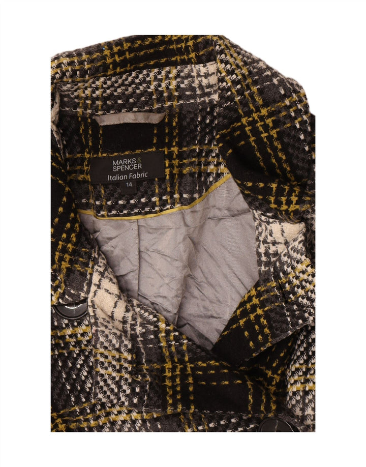 Marks & Spencer Caban court pour femme UK 14 Grand noir à carreaux en acrylique