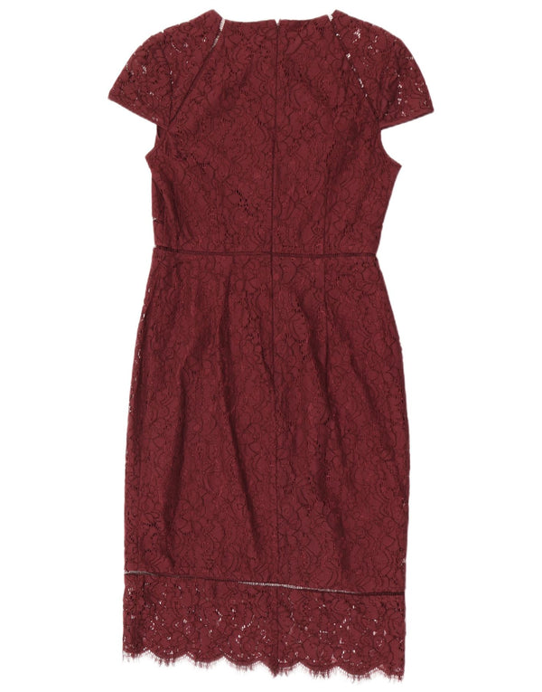 Phase Eight Robe fourreau en dentelle pour femme UK 12 Nylon floral bordeaux moyen