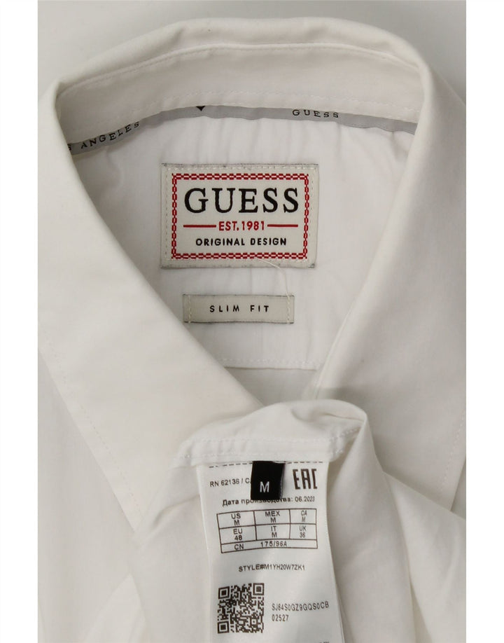 Guess Chemise Slim Fit Homme Blanc Moyen Coton