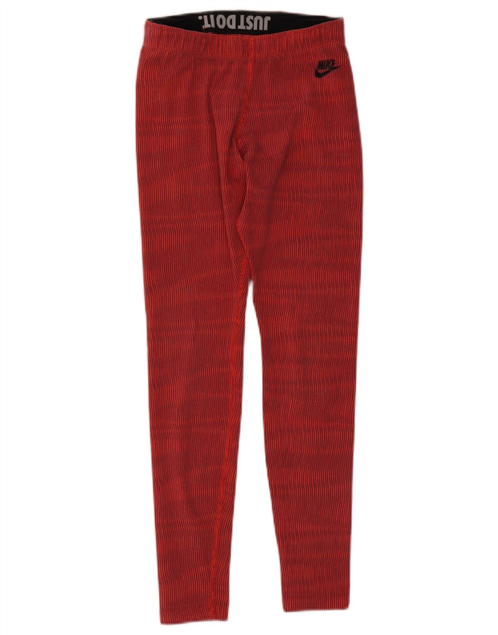 Nike Leggings Femme UK 10 Petit Coton Rayé Rouge