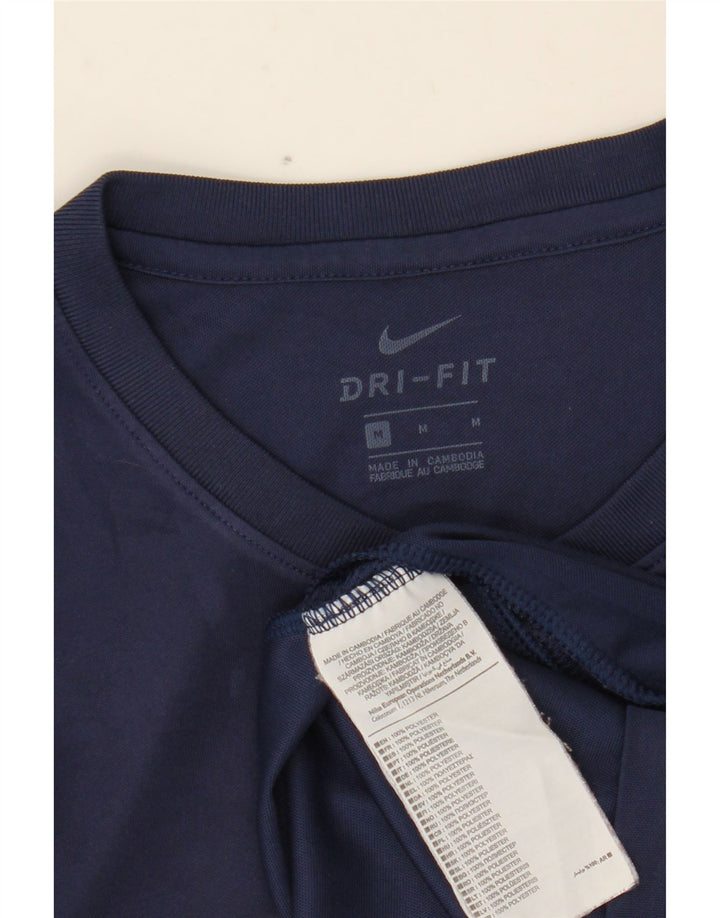 NIKE Homme Dri Fit T-Shirt Haut Bleu Marine Moyen Polyester