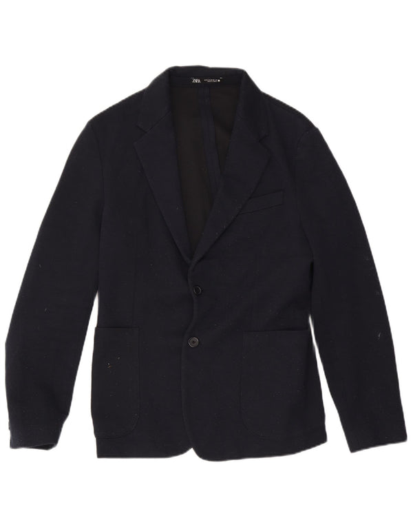 Zara Veste blazer à 2 boutons pour homme UK 38 Bleu marine moyen Polyester