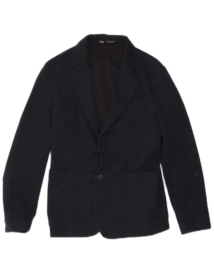 Zara Veste blazer à 2 boutons pour homme UK 38 Bleu marine moyen Polyester