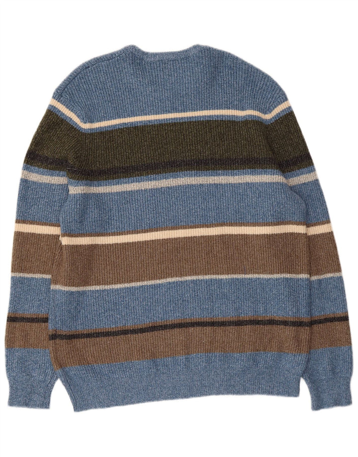 Marks & Spencer Pull Col Rond Homme XL Bleu Rayé Polyamide