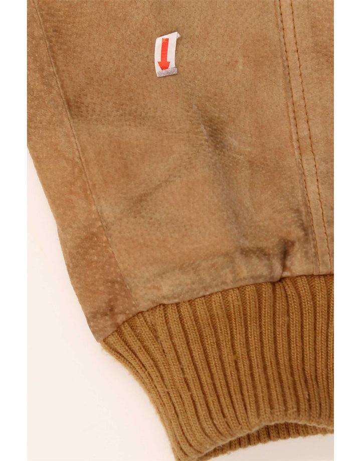 veste en daim homme vintage UK 42 2XL Cuir Beige