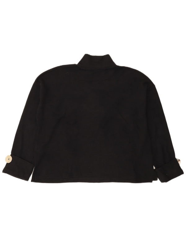 Zara Femme Haut Oversize Manches Longues UK 14 Coton Noir Moyen