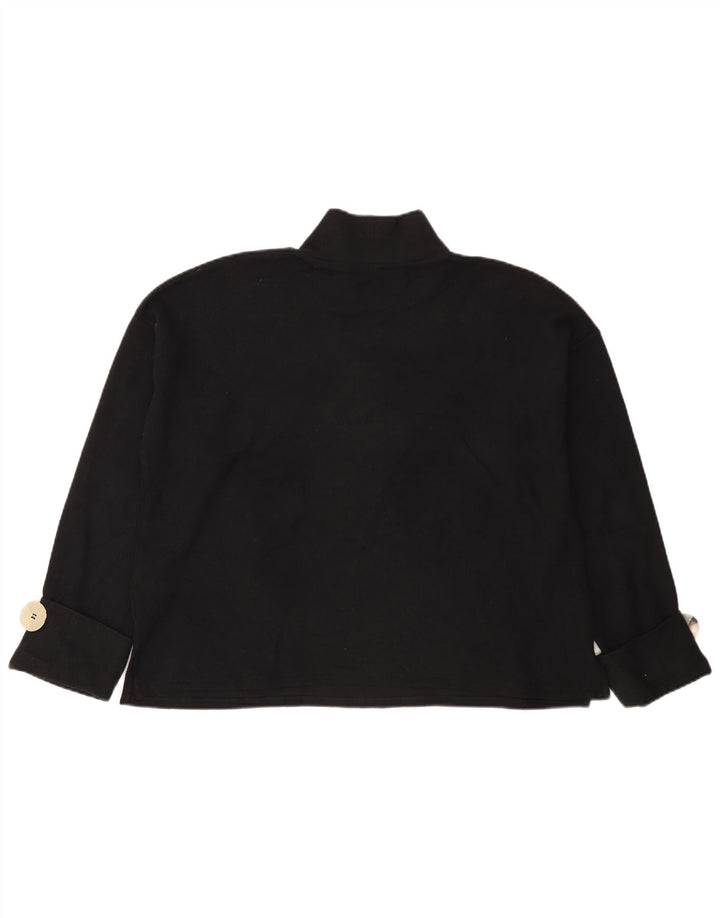 Zara Femme Haut Oversize Manches Longues UK 14 Coton Noir Moyen