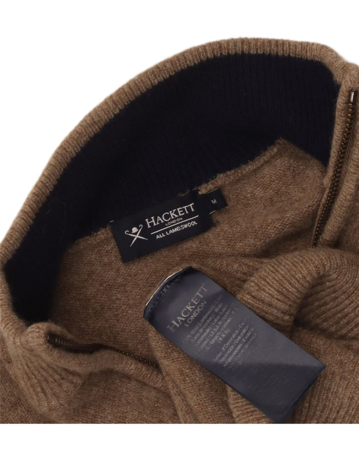 Hackett Pull col zippé pour femme UK 14 en laine d'agneau marron moyen