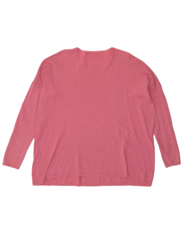 Zara Pull surdimensionné à col rond pour femme UK 14 Rose moyen