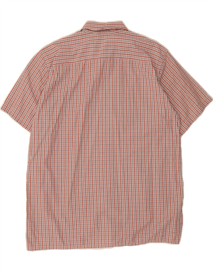 EDDIE BAUER Mens Short Sleeve Shirt Large Red Check Polyester Vintage Eddie Bauer and Second-Hand Eddie Bauer from Messina Hembry 