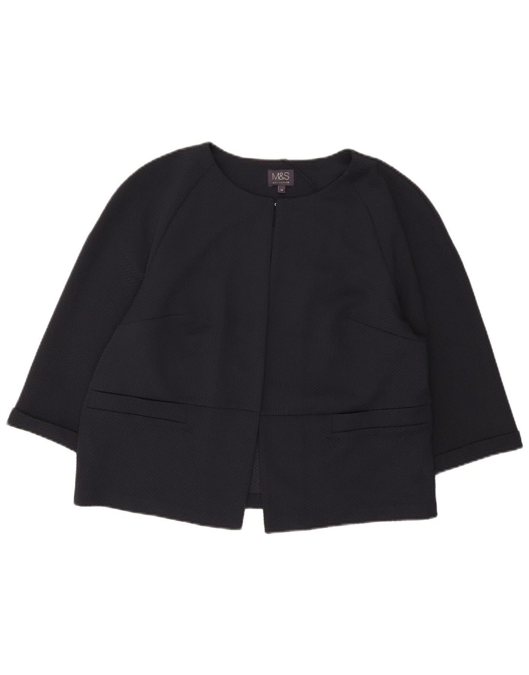 Marks & Spencer Veste blazer courte à manches 3/4 pour femme UK 16 Large Bleu marine