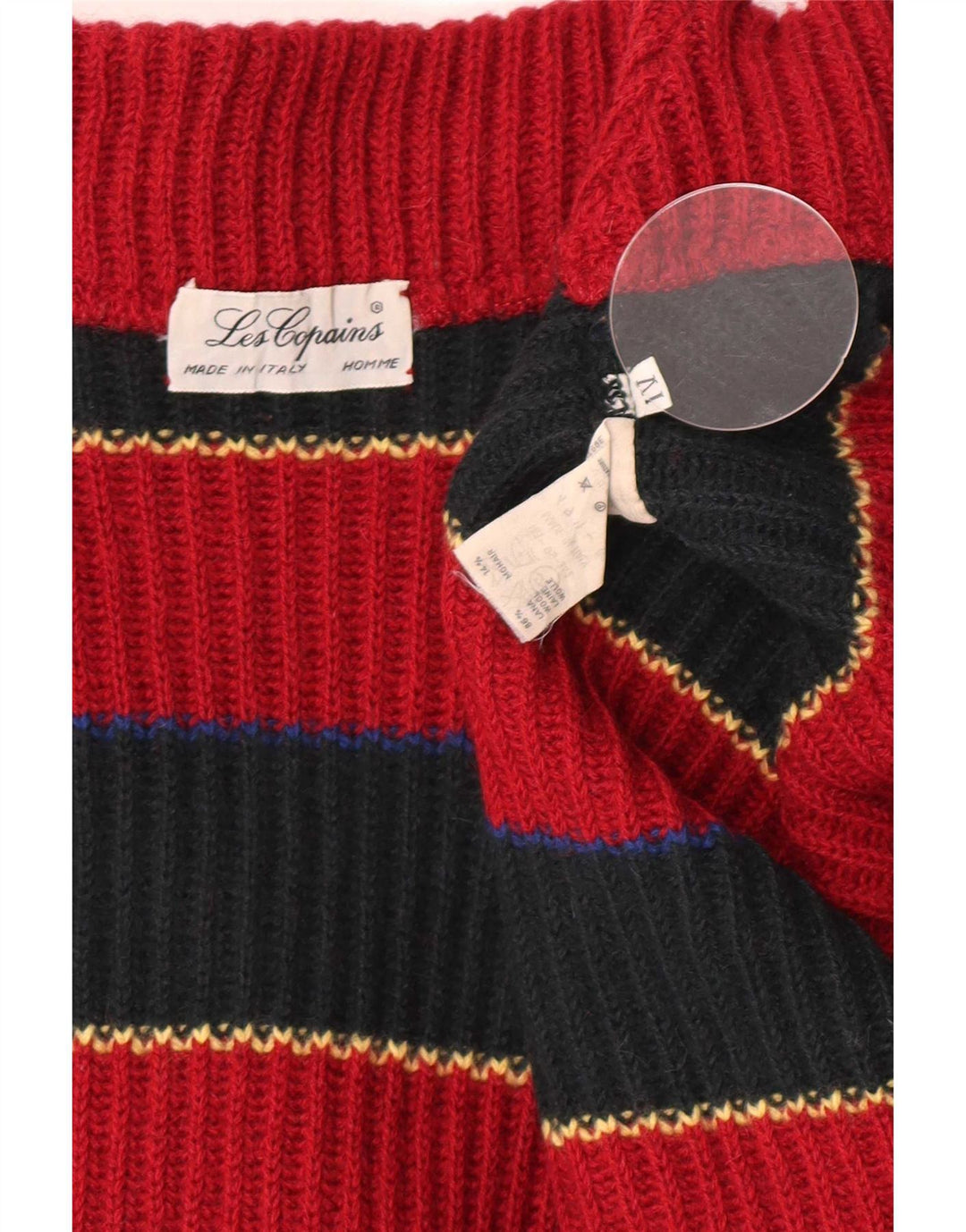 Les Copains Pull Col Roulé Laine Rayé Rouge Moyen Homme