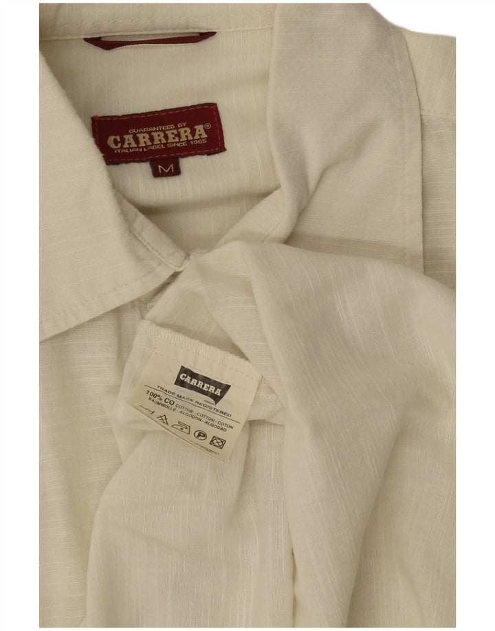 Carrera Chemise à Manches Courtes Homme Blanc Cassé Moyen Coton