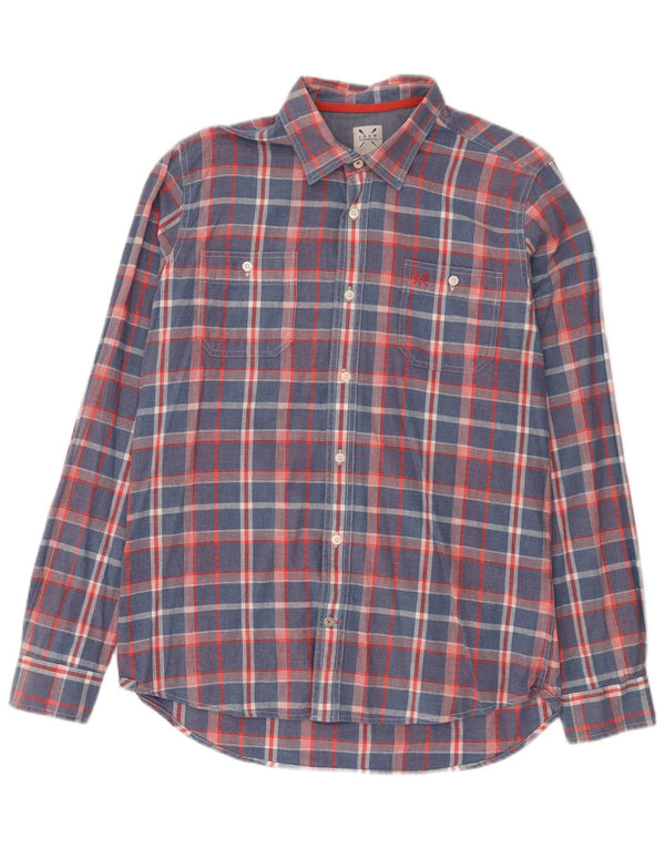 Crew Clothing Chemise Coastal Fit pour homme en coton à carreaux bleus