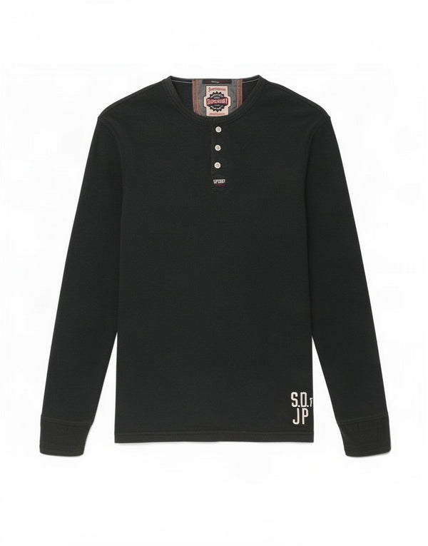 Superdry Haut Graphique à Manches Longues en Coton Bleu Marine Moyen Homme