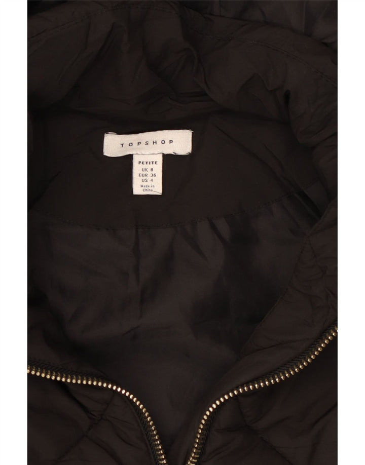 Topshop Femme Petite Veste matelassée surdimensionnée à capuche UK 8 Small Noir