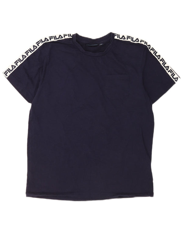 Fila T-Shirt Graphique Homme Bleu Marine Moyen Coton Colorblock