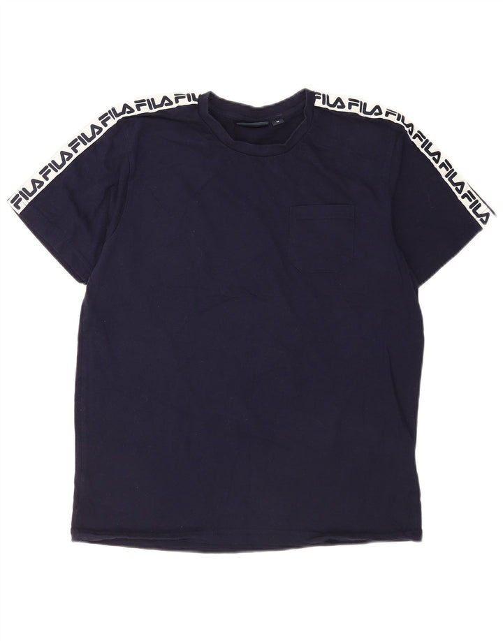 Fila T-Shirt Graphique Homme Bleu Marine Moyen Coton Colorblock