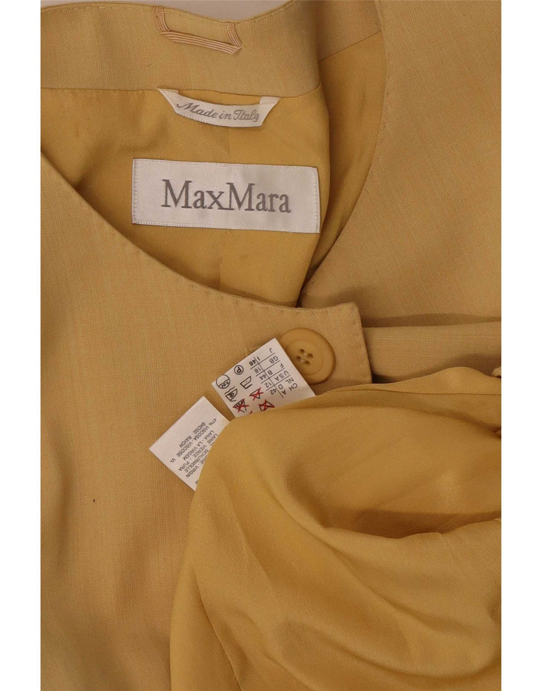 Max Mara Veste blazer longue à 1 bouton pour femme UK 16 Large Jaune