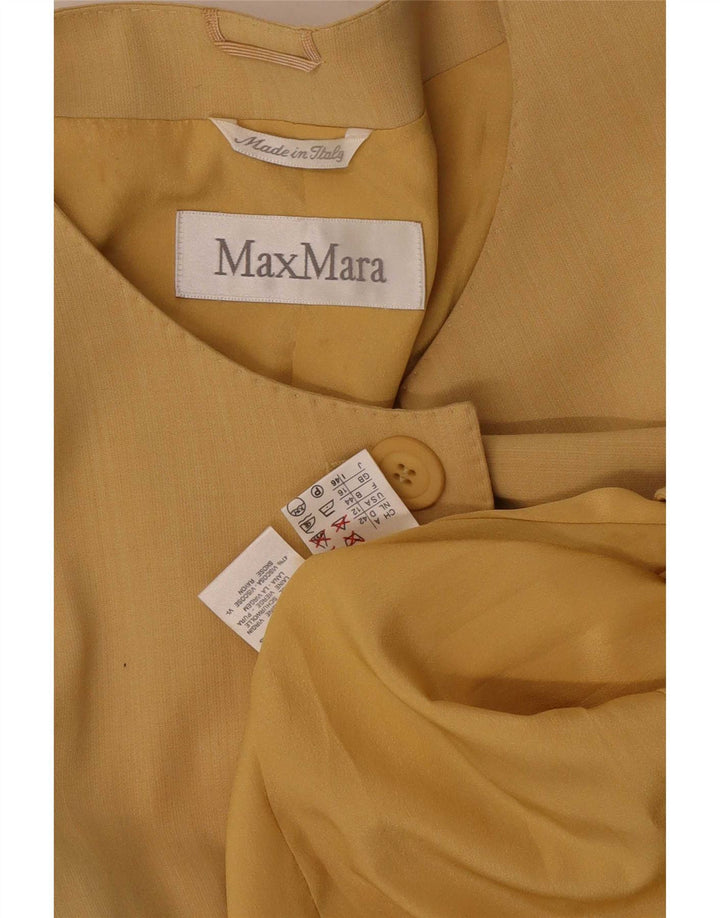 Max Mara Veste blazer longue à 1 bouton pour femme UK 16 Large Jaune