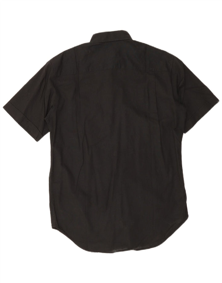 Trussardi Chemise à manches courtes pour homme Taille 40 151/2 Medium Noir