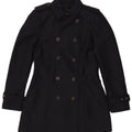 Zara Womens Double Breasted Trench Coat UK 10 Small Bleu Marine Polyester