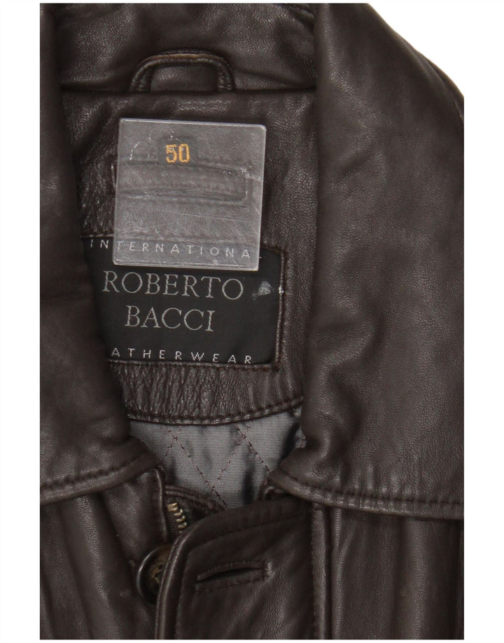 veste en cuir homme vintage IT 50 Grand cuir marron