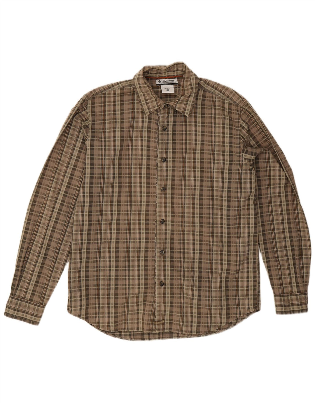 Columbia Chemise Homme Marron Moyen Carreaux Coton