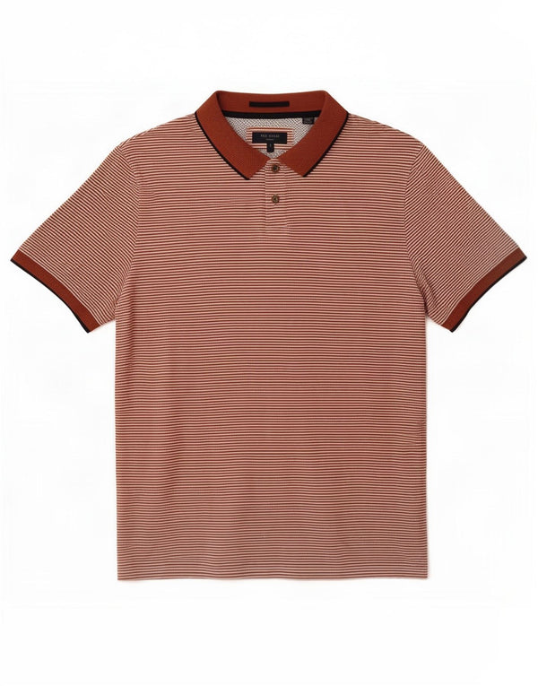 Ted Baker Polo homme taille 4 grand coton à fines rayures marron