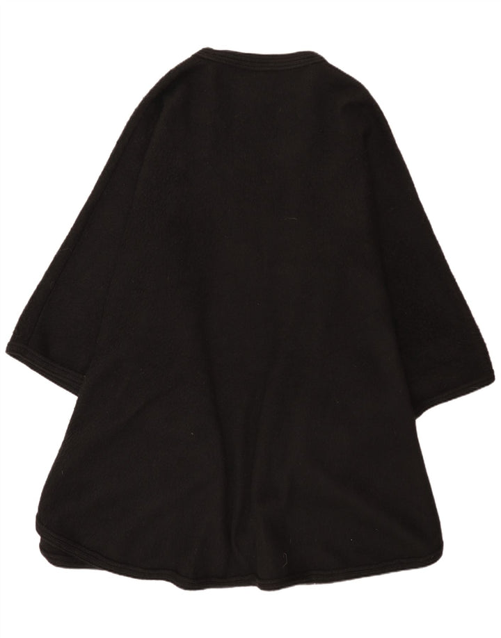 vintage Femmes Poncho Cardigan Pull Taille Unique Laine d’Alpaga Noir