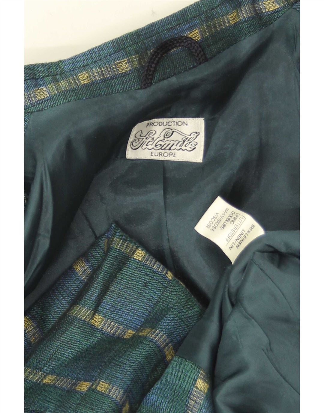 vintage Femme 3 Bouton Blazer Veste UK 14 Lin rayé vert moyen