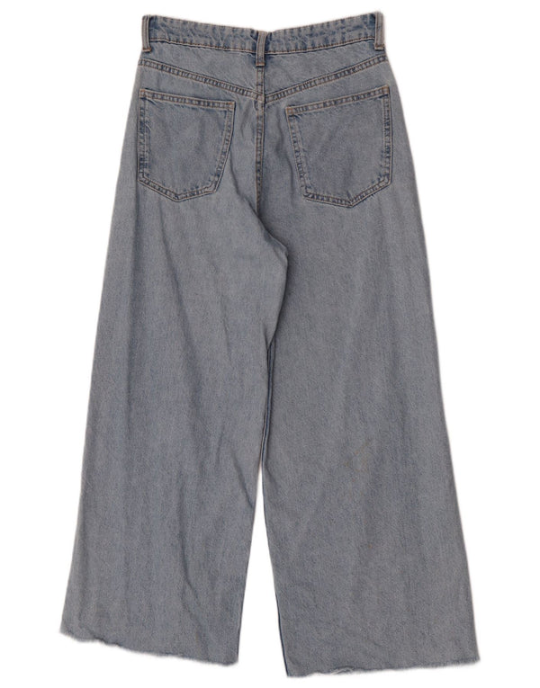 Zara Jean taille haute à jambe large pour femme EU 36 XS W26 L25 Bleu Coton
